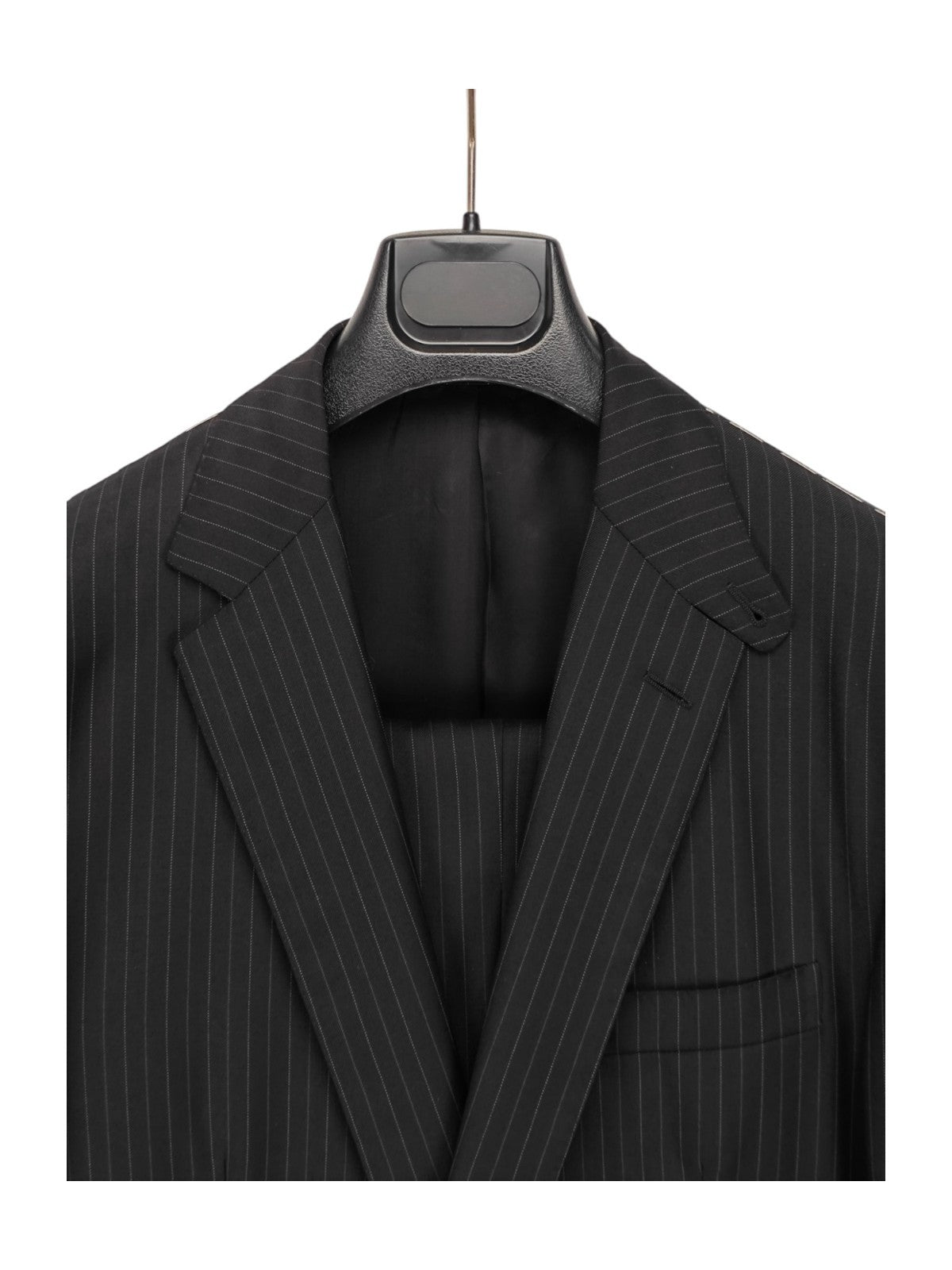 $1800 RALPH LAUREN Black / Purple Label Gray Striped Suit Wool 44 US / 54 EU  7L