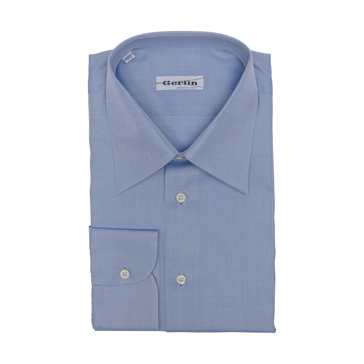 690$ LUXURY GERLIN Shirt Blue Point Collar Fine Cotton 1AH ZILLI