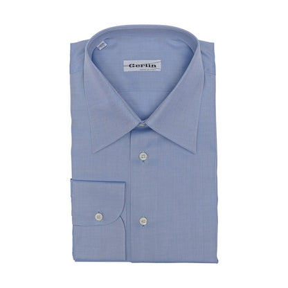 690$ LUXURY GERLIN Shirt Blue Point Collar Fine Cotton 1AH ZILLI