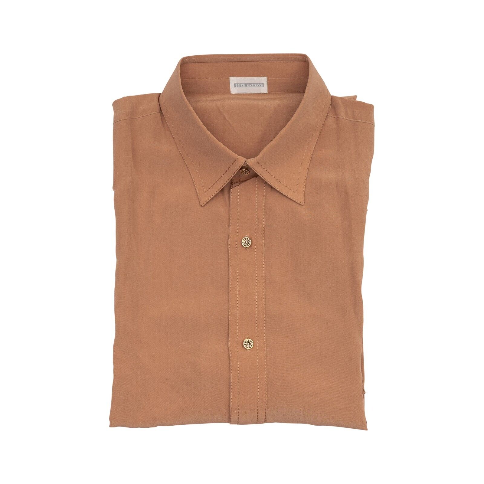 1400$ LUXURY MAROL BOLOGNA Shirt Orange 100% COMO SILK Crèpe 15.5 - 39
