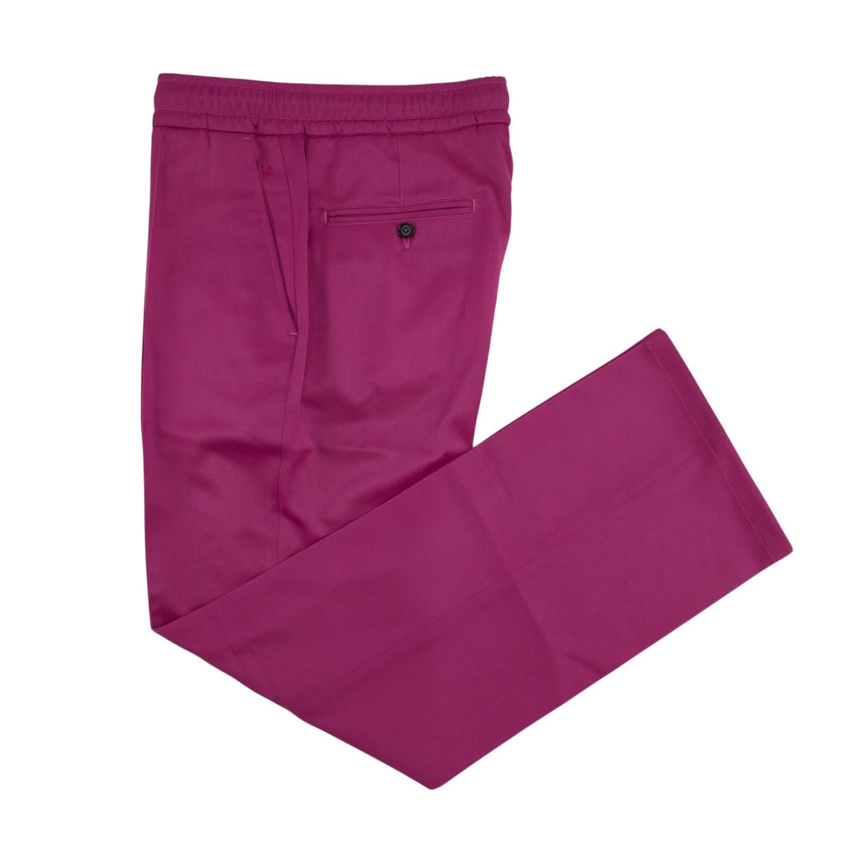 1250$ ISAIA NAPOLI Magenta Drawstring Pant Wool Wide Leg 32 US / 48 EU