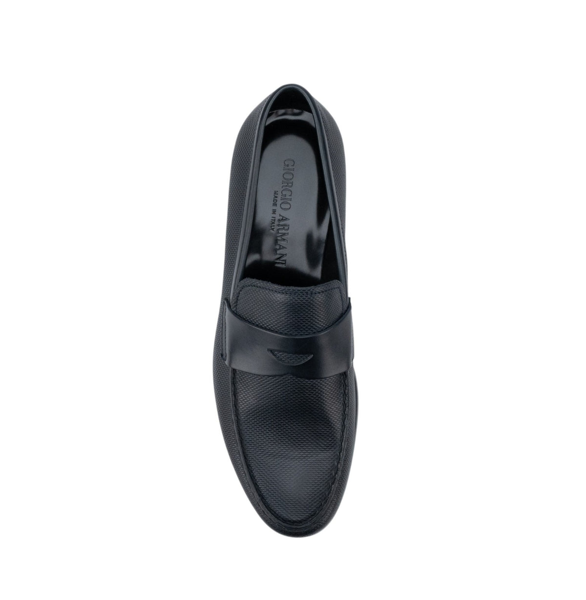 1150$ GIORGIO ARMANI Penny Loafers Shoes Blue Textured Leather 6 UK  7 US  40 IT