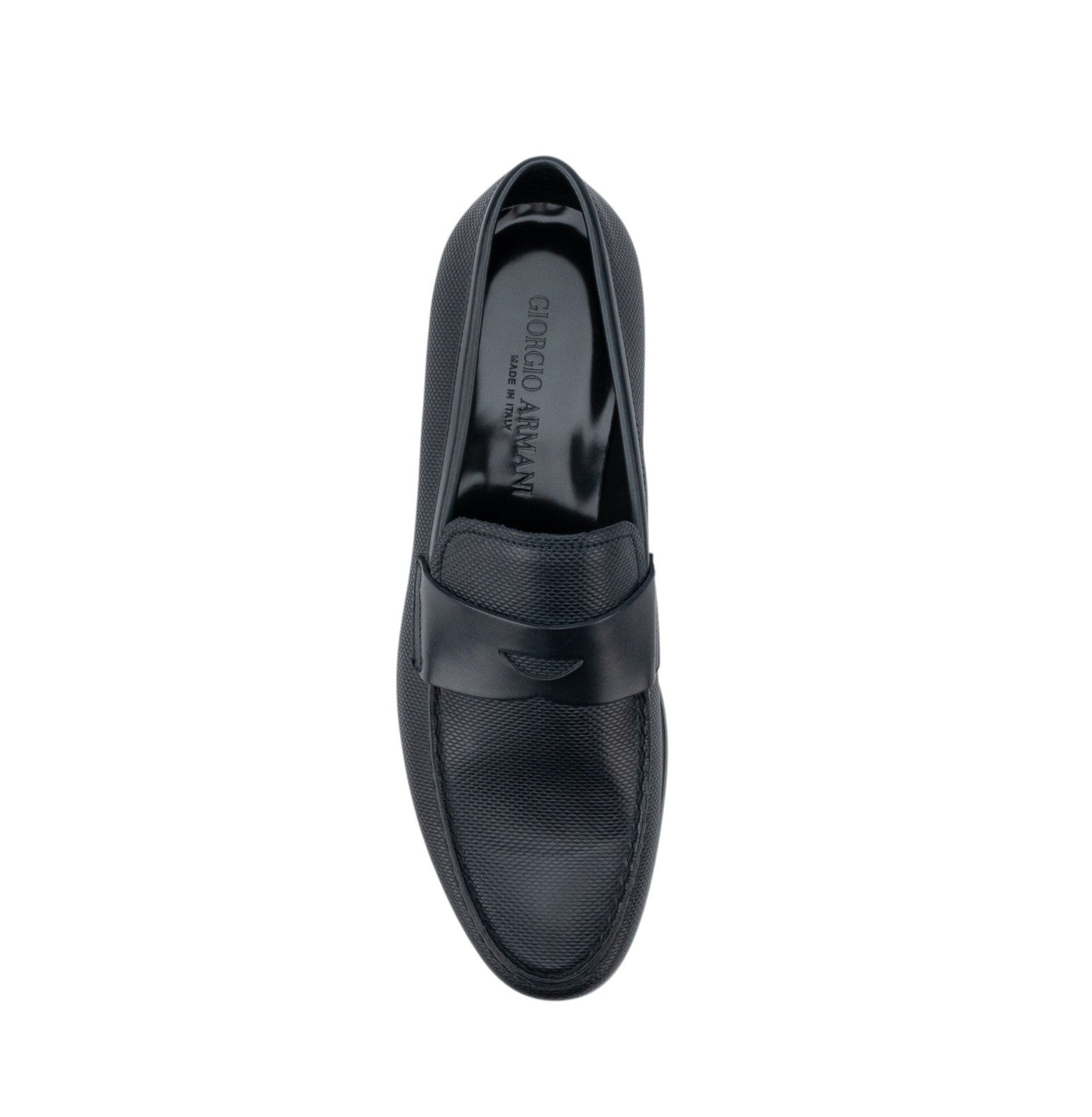 1150$ GIORGIO ARMANI Penny Loafers Shoes Blue Textured Leather 6 UK  7 US  40 IT