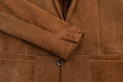 7.5K ISAIA NAPOLI Brown Jacket Coat 100% Suede Lambskin / Fur 36 US / 46 EU