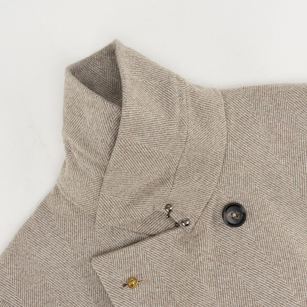 $10,850 ISAIA Belted Overcoat Herringbone Top Cashmere Black Sheep 38 US / 48 IT