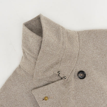 $10,850 ISAIA Belted Overcoat Herringbone Top Cashmere Black Sheep 38 US / 48 IT