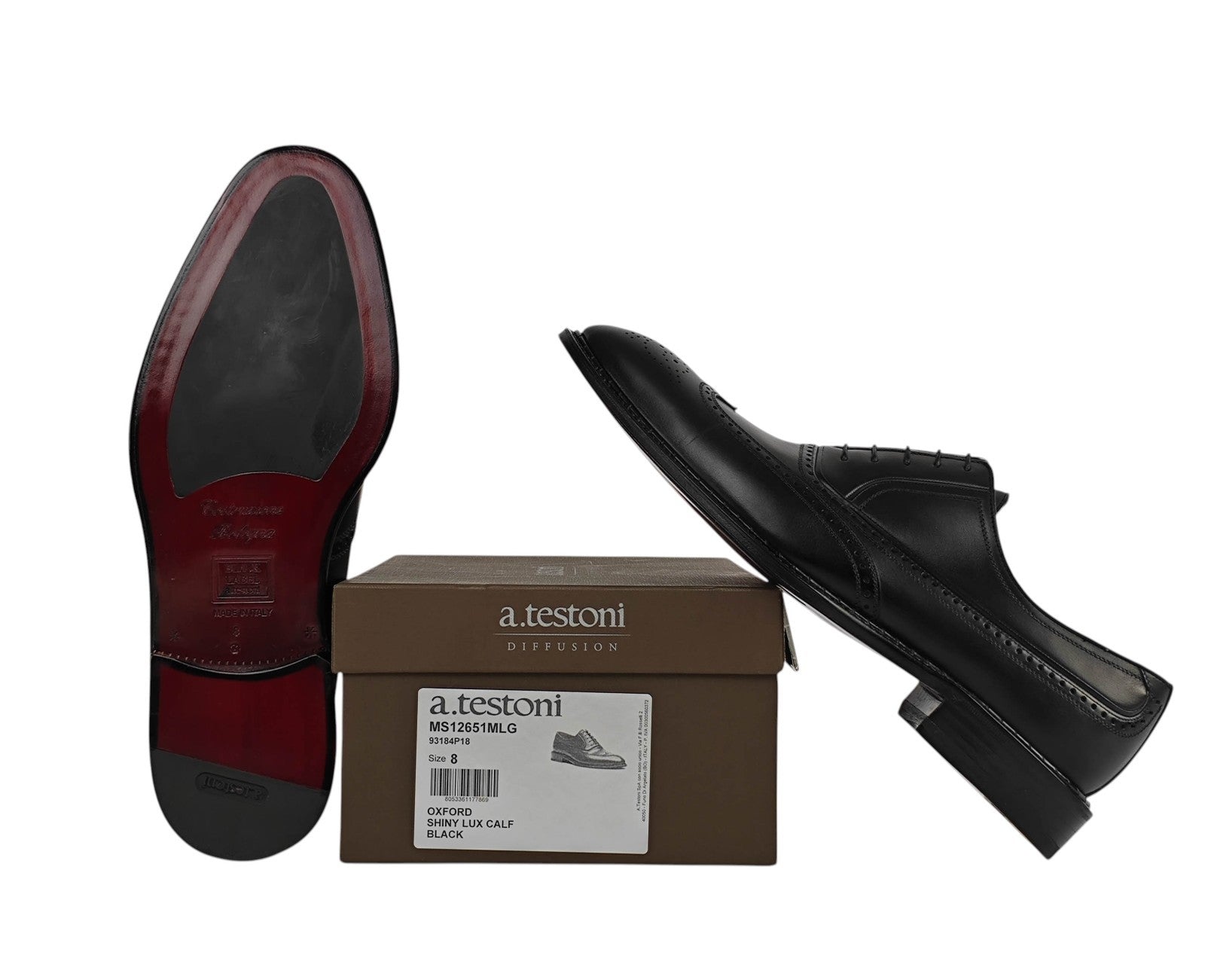 1500$ TESTONI 1929 Black Label Oxford Goodyear Shoes Black Calf 8 UK 9 US 42 IT