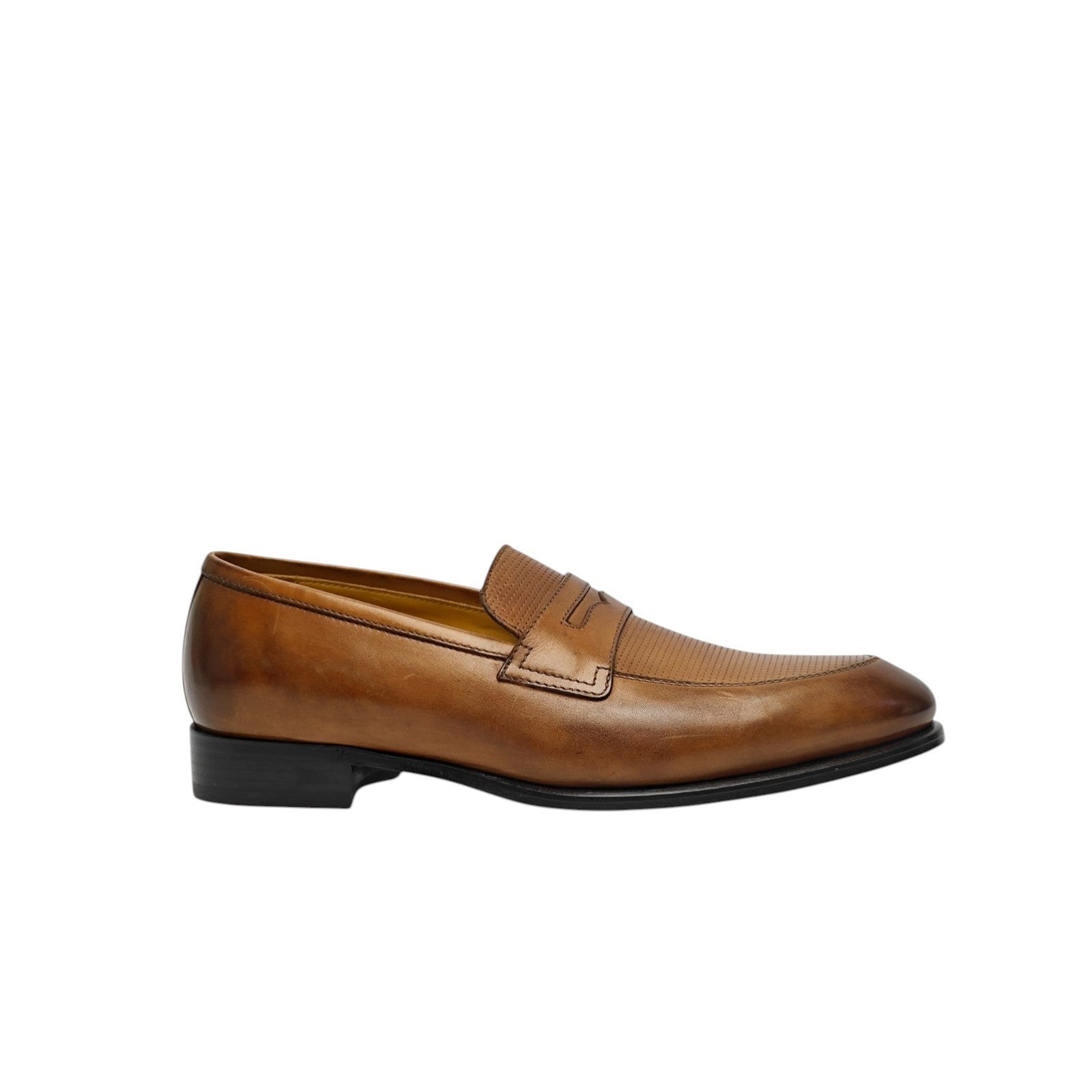 1250$ TESTONI Perforated Loafer Shoes Antique Calf Caramel 8 UK / 9 US / 42 IT