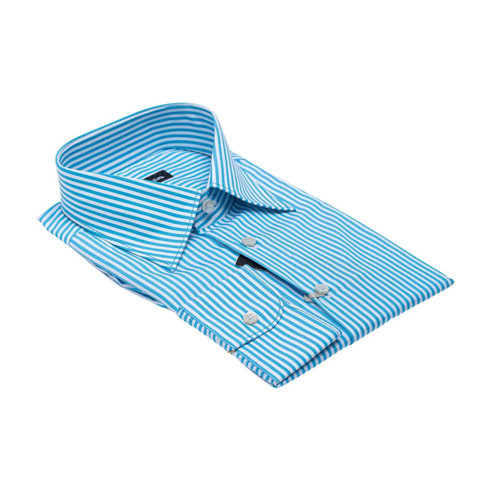 690$ LUXURY GERLIN Shirt Striped Blue / White Cotton 16 - 41 - 8O BIJAN