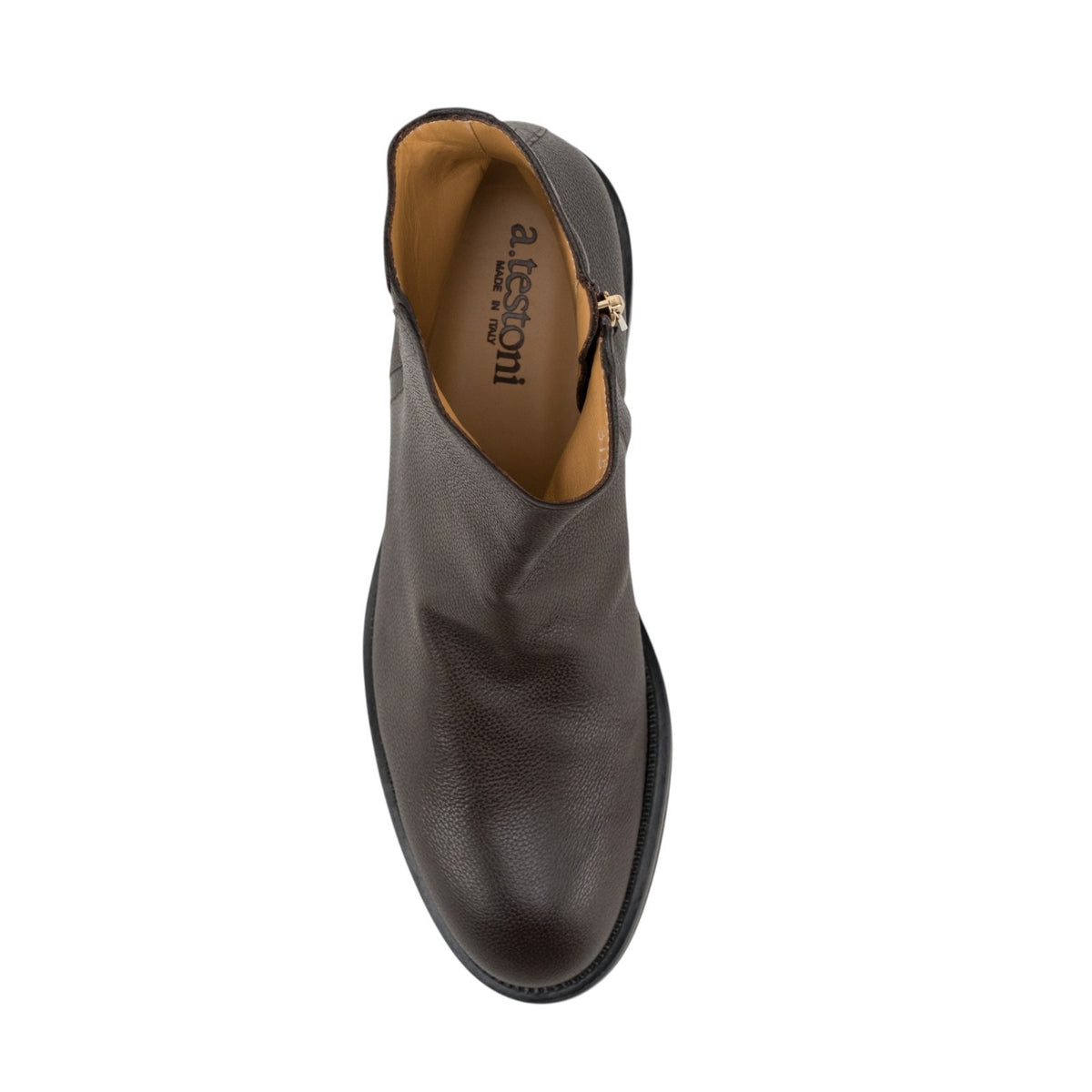 1550$ TESTONI Ankle Zip Boot Shoes Grain Calf Dark Brown 8 UK / 9 US / 42 IT