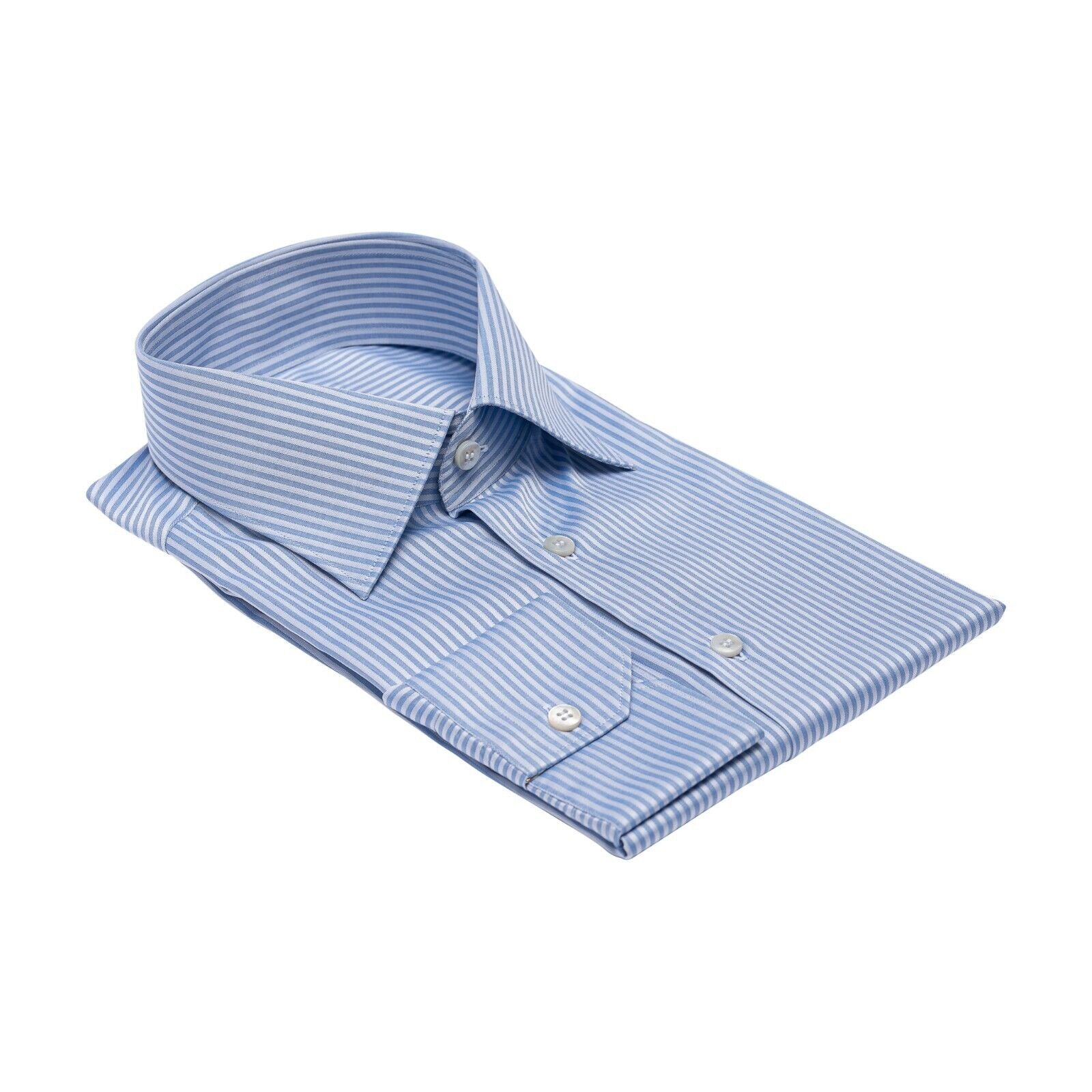 690$ LUXURY GERLIN Shirt Striped Blue ALUMO Cotton 16 - 41  - 8Z BIJAN