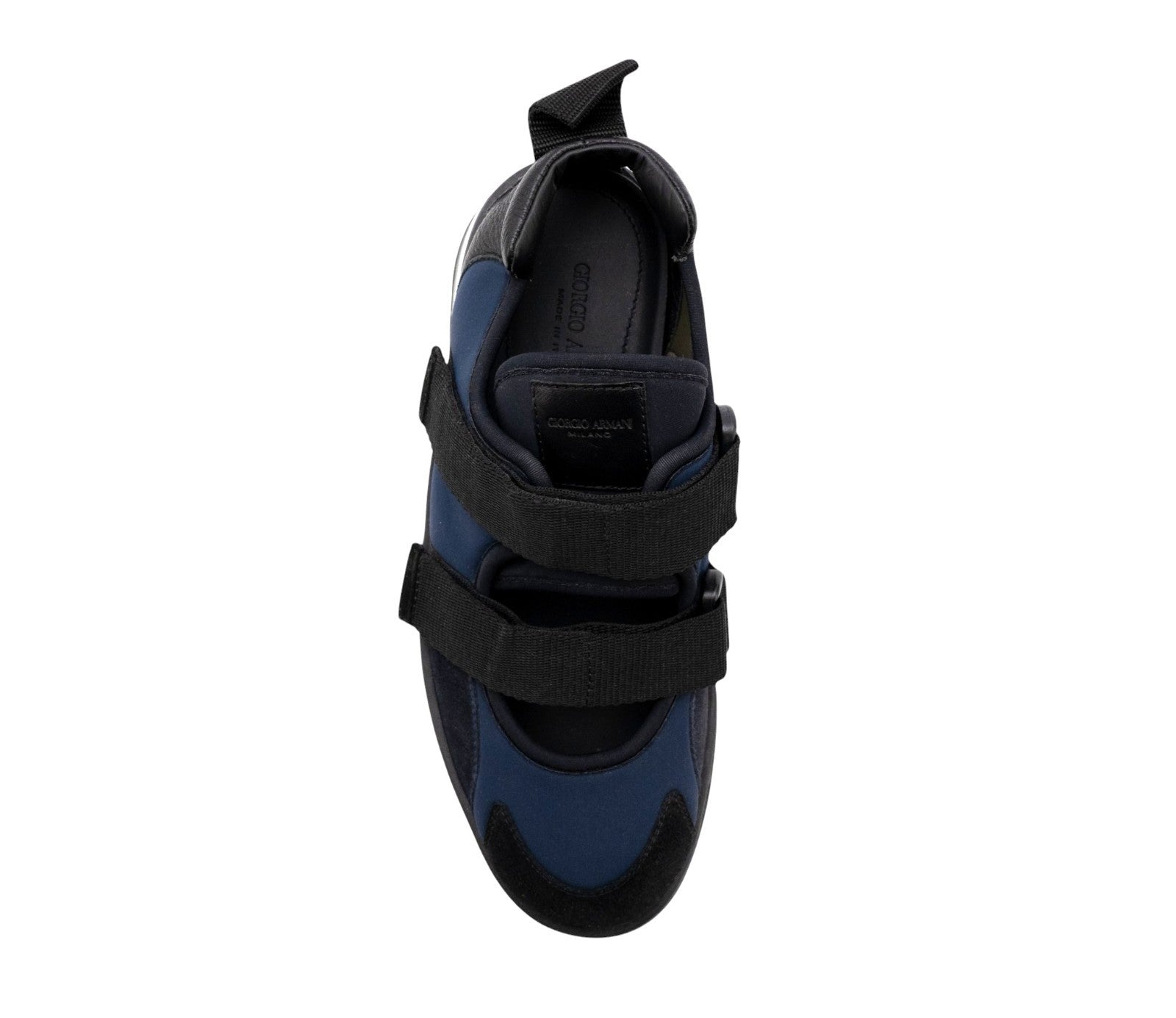1450$ GIORGIO ARMANI Sneakers Shoes Tech Suede Strapped Blue Black Lug Sole