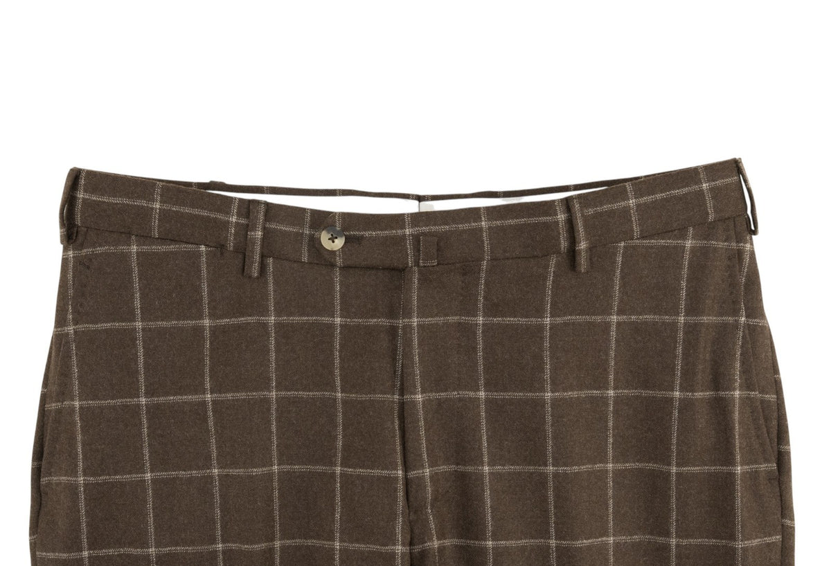 $6850 ISAIA NAPOLI "Capri" Brown Suit Hand-Sewn Black Sheep Wool Windowpane
