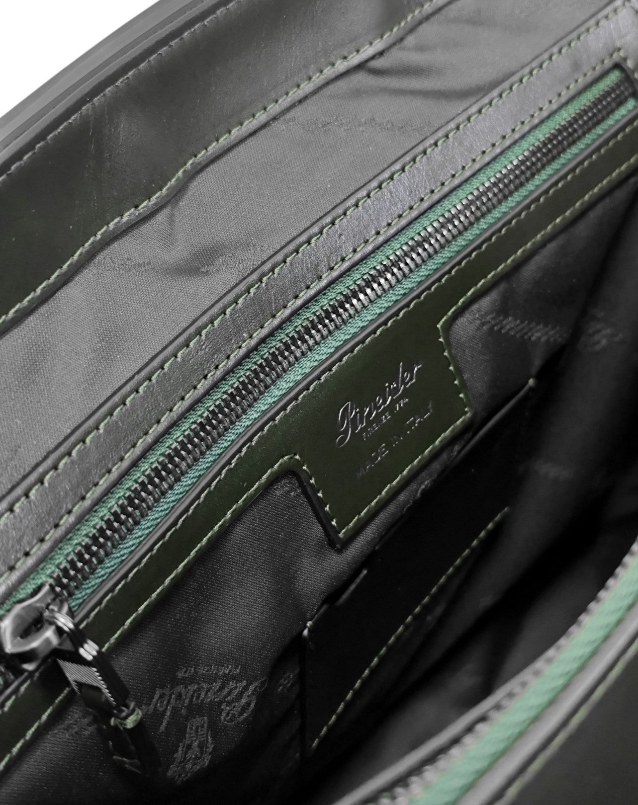 1220$ PINEIDER FIRENZE "Metro Smooth" Calf Briefcase Work Doctor Bag Noble Green