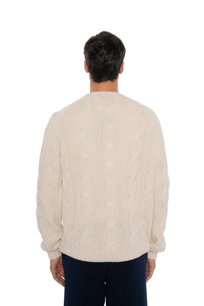 $2190 FEDELI "Malfilè" Ivory Sweater 100% Cashmere Cable Knit 46 US / 56 EU