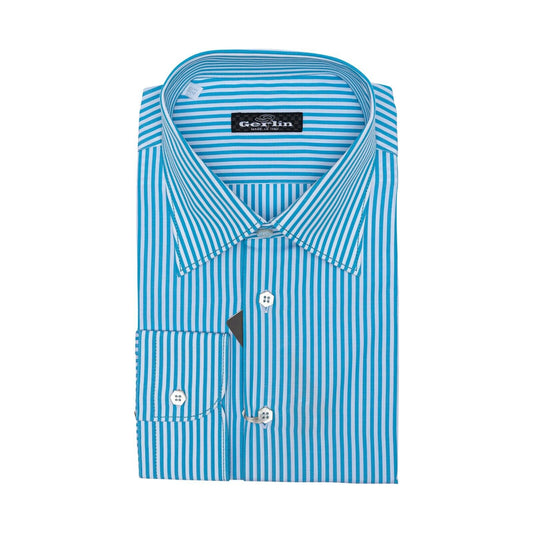 690$ LUXURY GERLIN Shirt Striped Blue / White Cotton 16 - 41 - 8O BIJAN