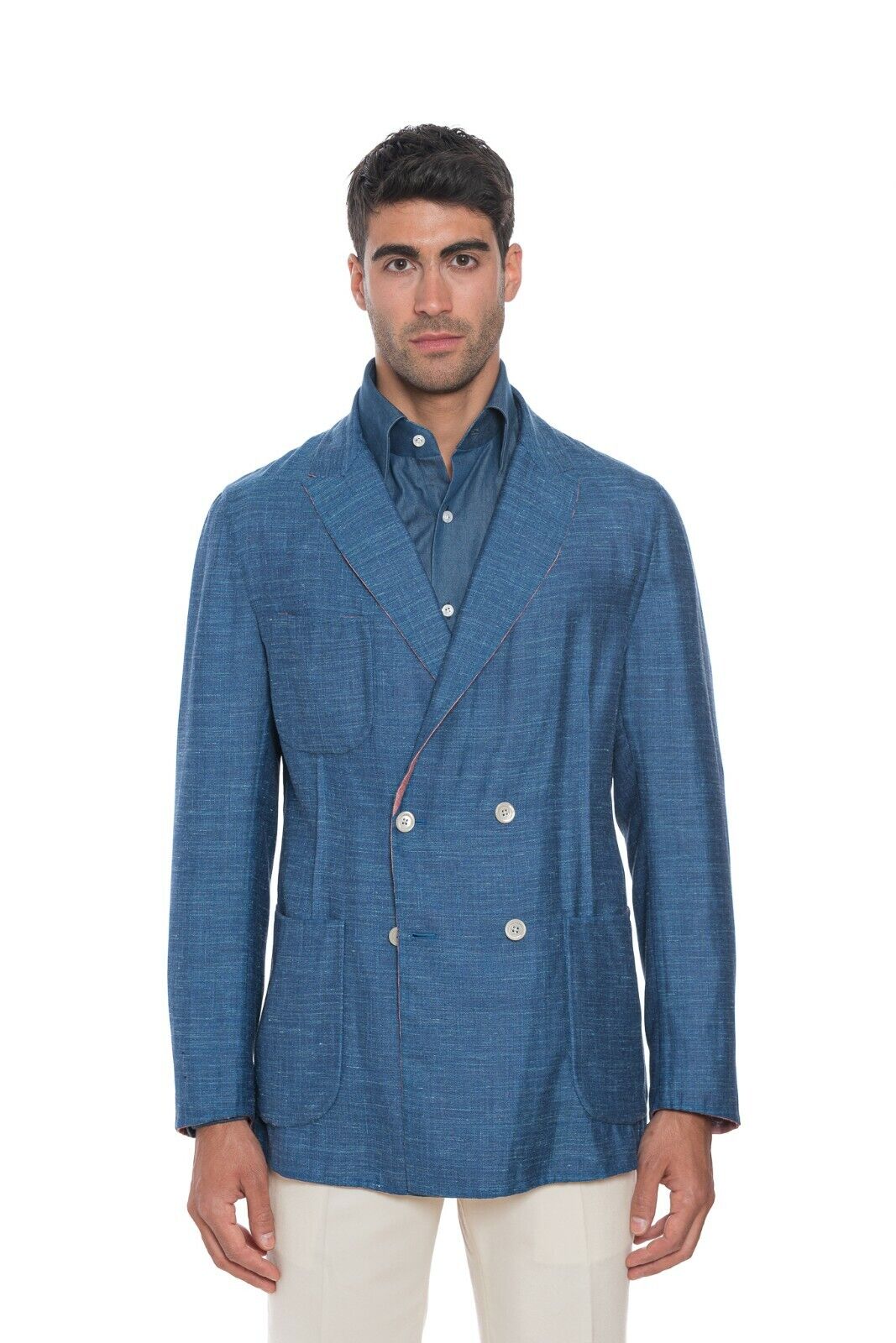 2380$ BELVEST Reversible Jacket Wool Silk Linen Blue / Pink 40 US / 50 EU  8R