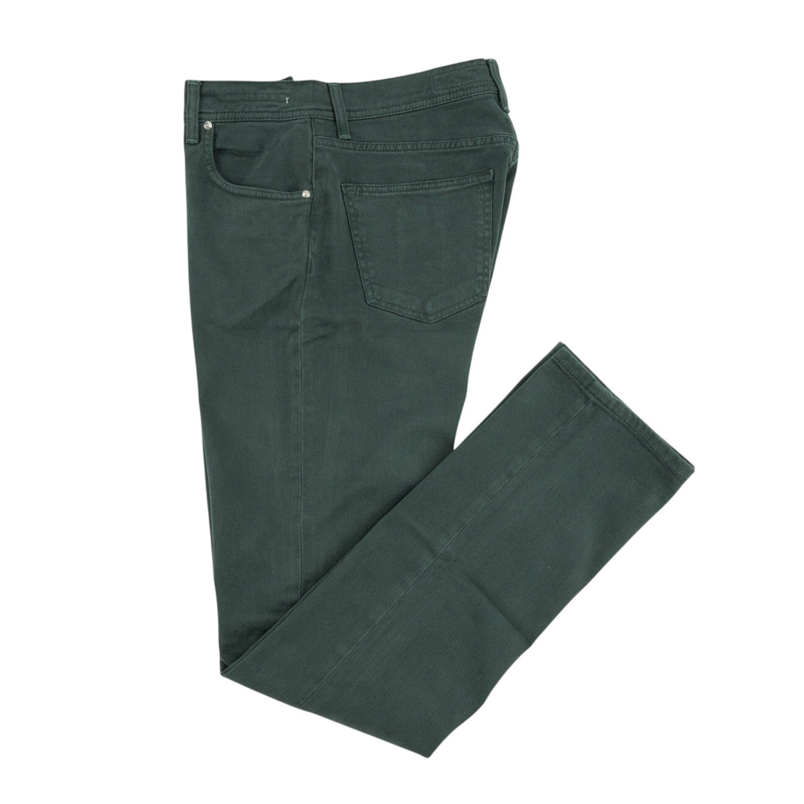 415$ LUIGI BORRELLI NAPOLI Forest Green Denim Jeans Pant Cotton 33 US / 49 EU