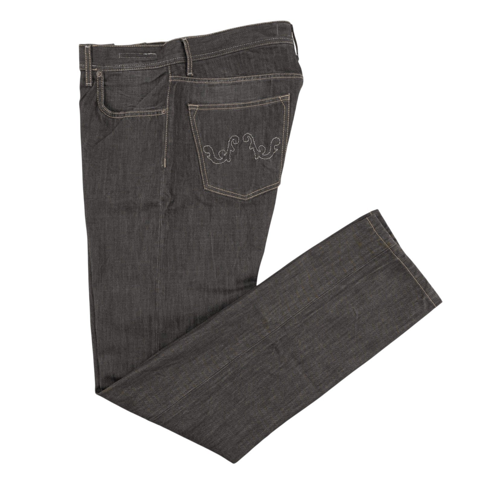 415$ LUIGI BORRELLI NAPOLI Gray Denim Jeans Pant Raw Cotton 36 US / 52 EU