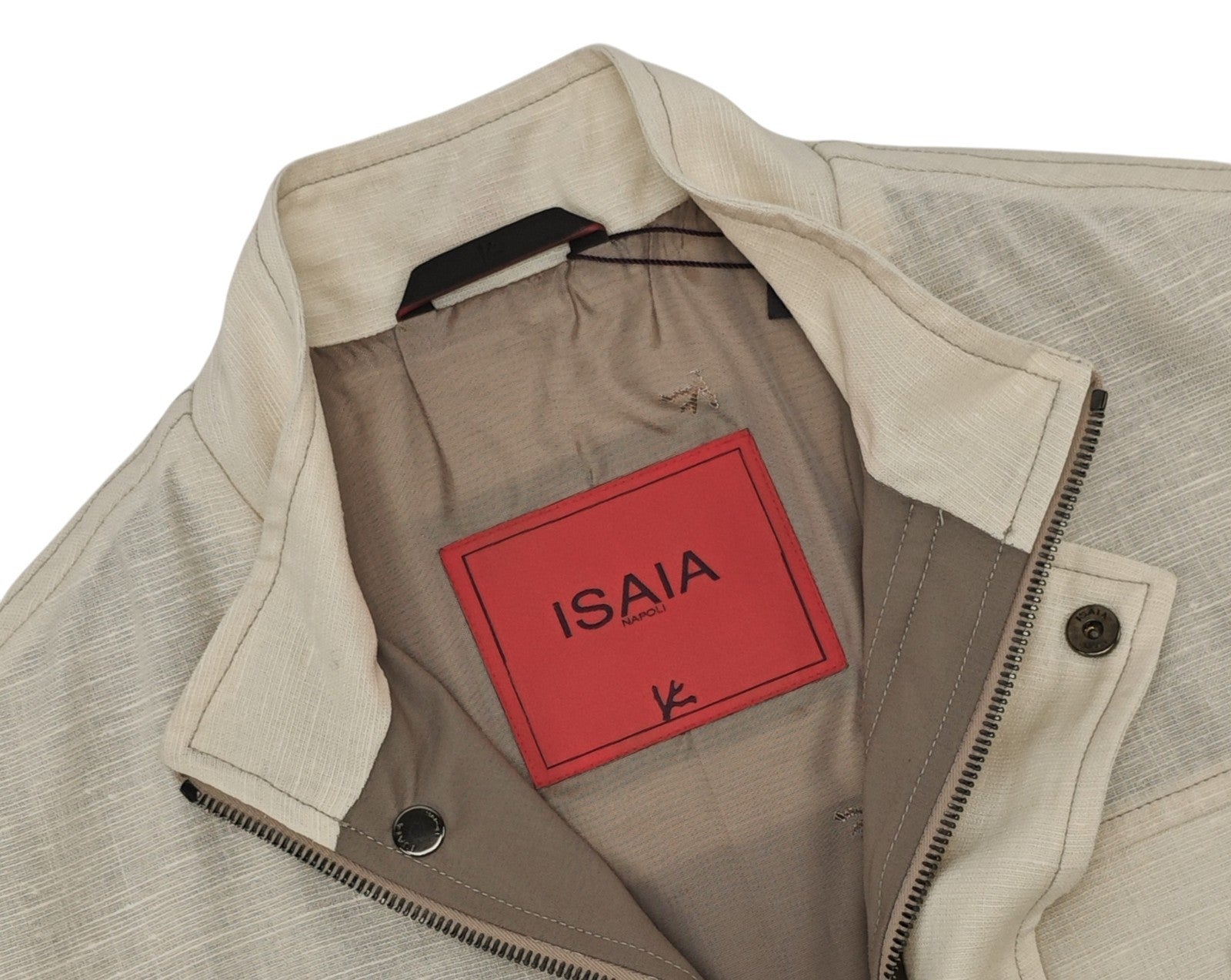 $3100 ISAIA Beige / Ivory Field Vest Jacket Techno Wool - Linen 38 US / 48 EU R