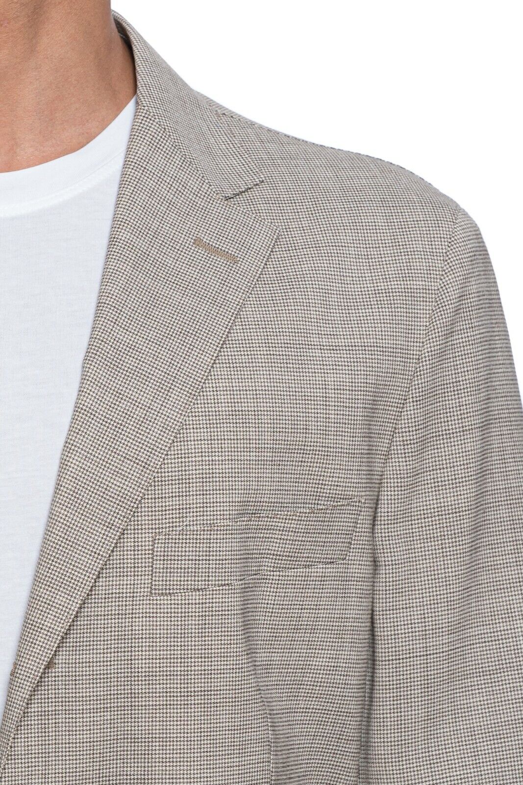 $2790 Belvest Brown Micro Houndstooth Suit Ultra Light Wool 7R Slim Fit