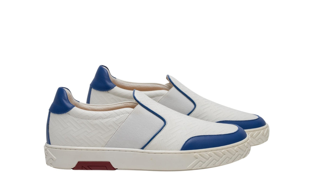 700$ TESTONI "Ravenna" Sneaker Slip On Interlocking Calf White 8 UK /9 US /42 IT