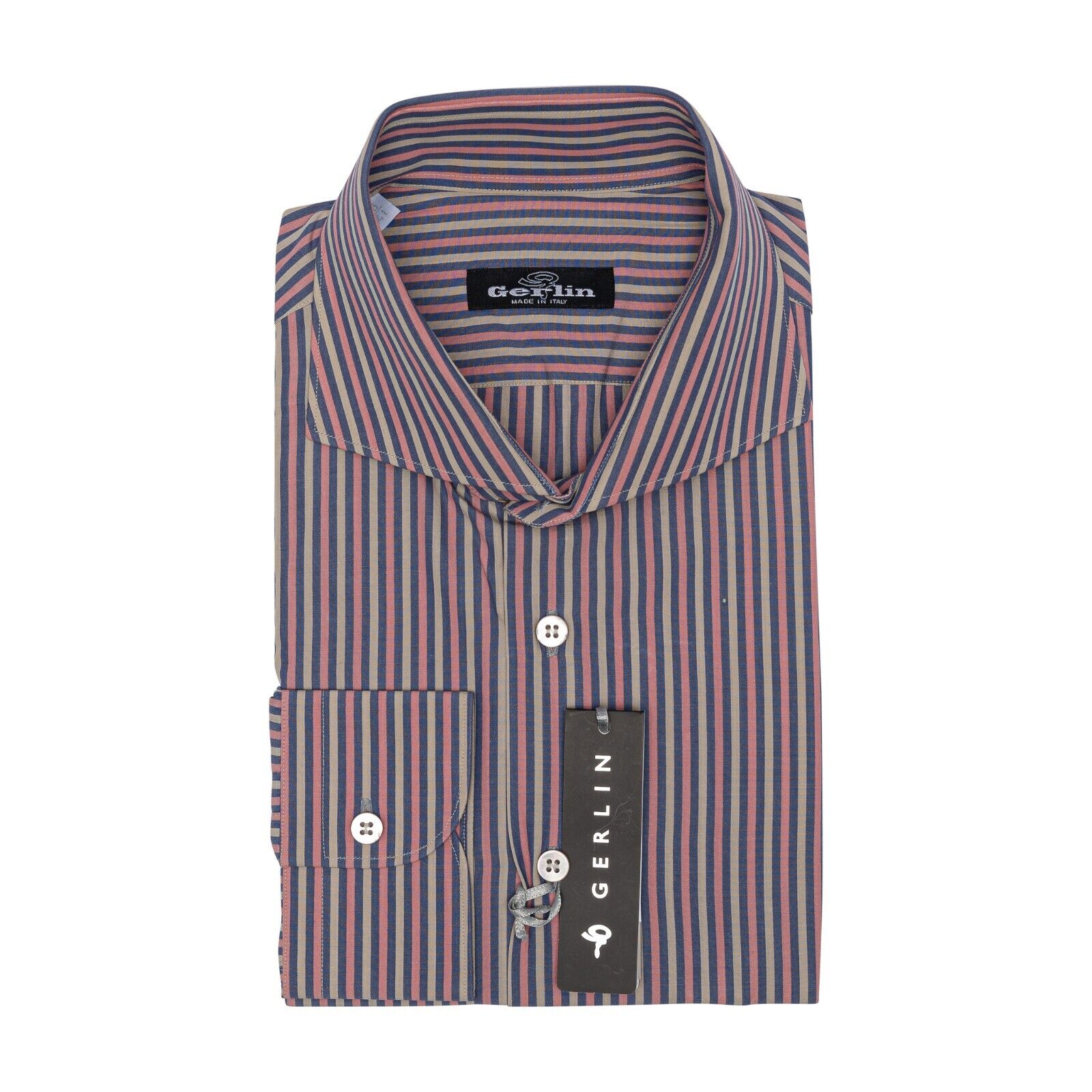 690$ ITALIAN LUXURY GERLIN Shirt Striped Cotton 16 - 41  3F BIJAN