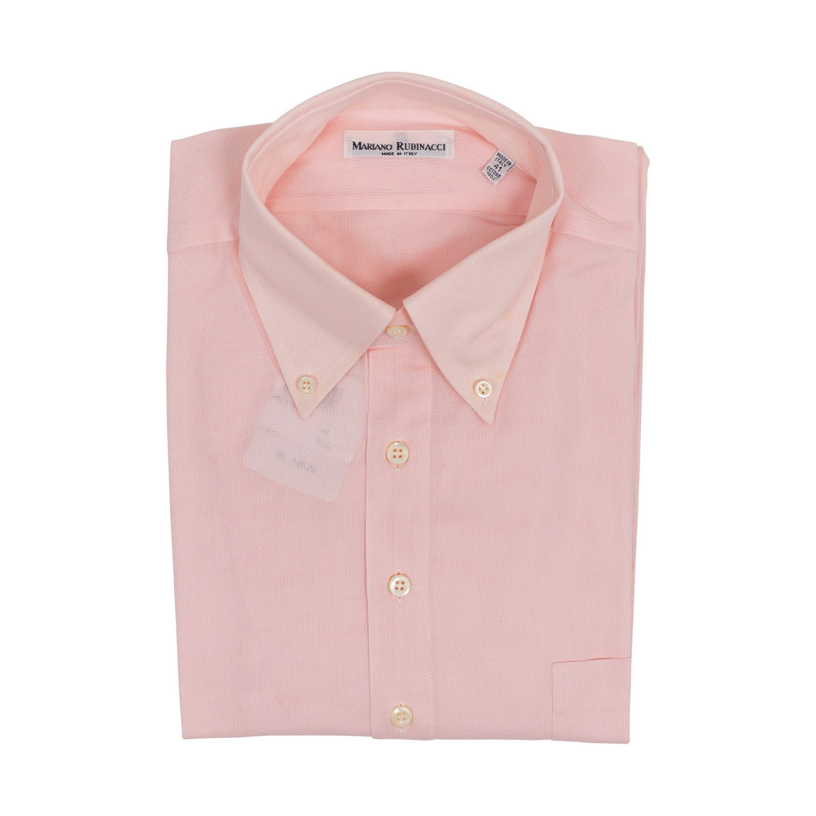 425$ RUBINACCI NAPOLI Pink Popover Shirt Cotton Button Down Classic Fit  1R