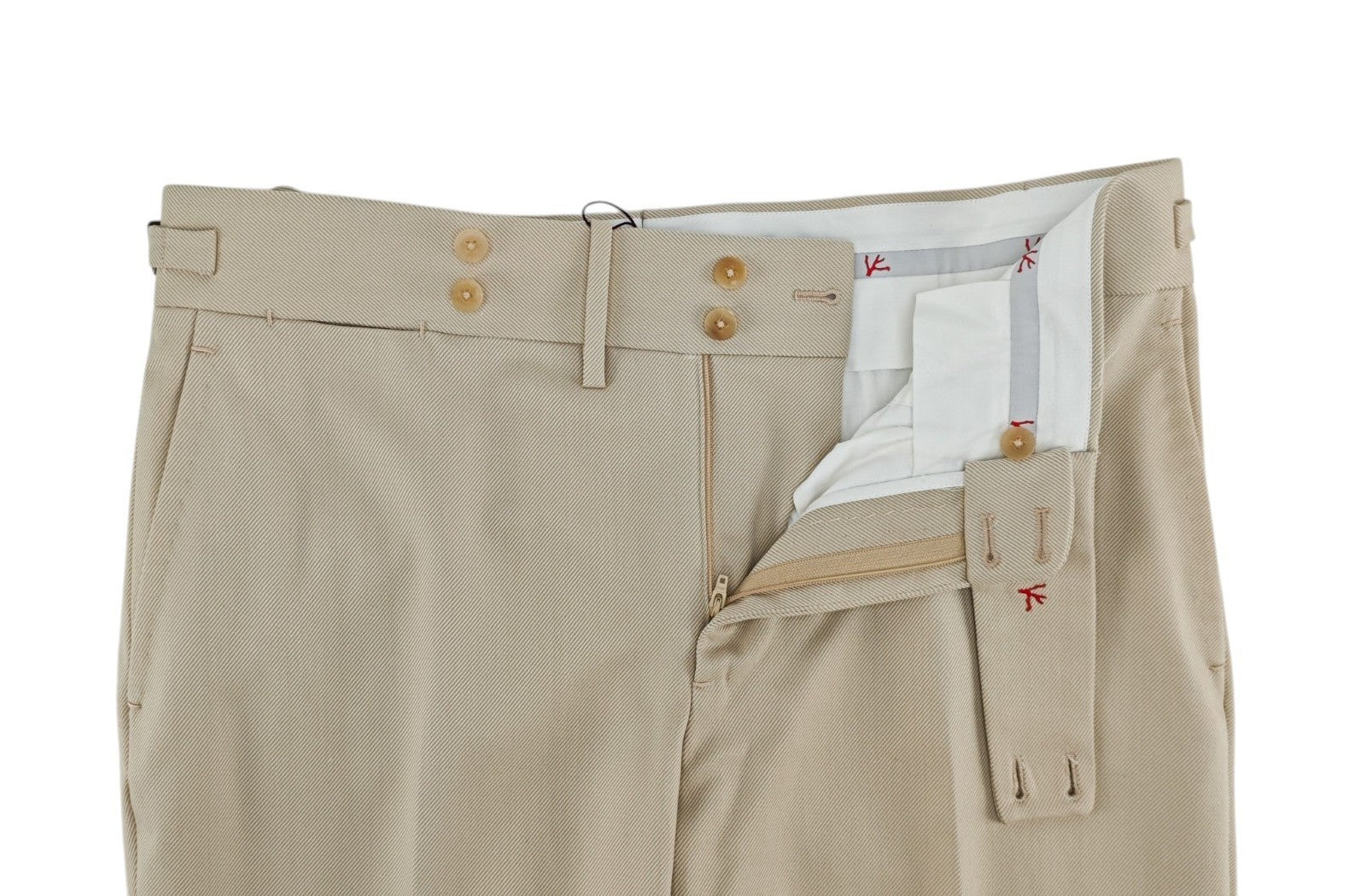 1650$ ISAIA "Casalnuovo" Ivory Tapered Dress Pant Wool Cotton 36 US / 52 EU R