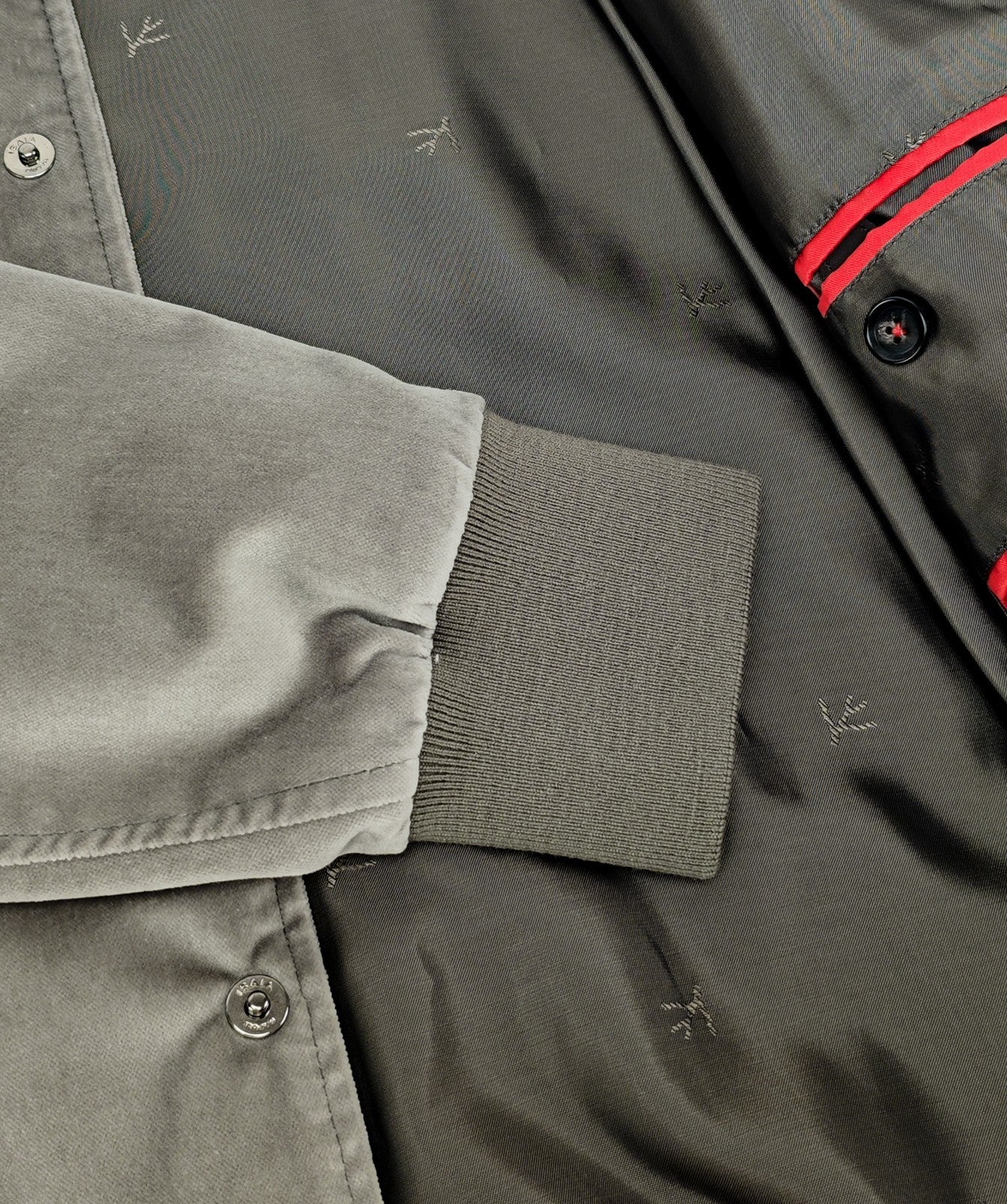 $3250 ISAIA NAPOLI "College" Bomber Jacket Gray Brushed Velvet Cotton