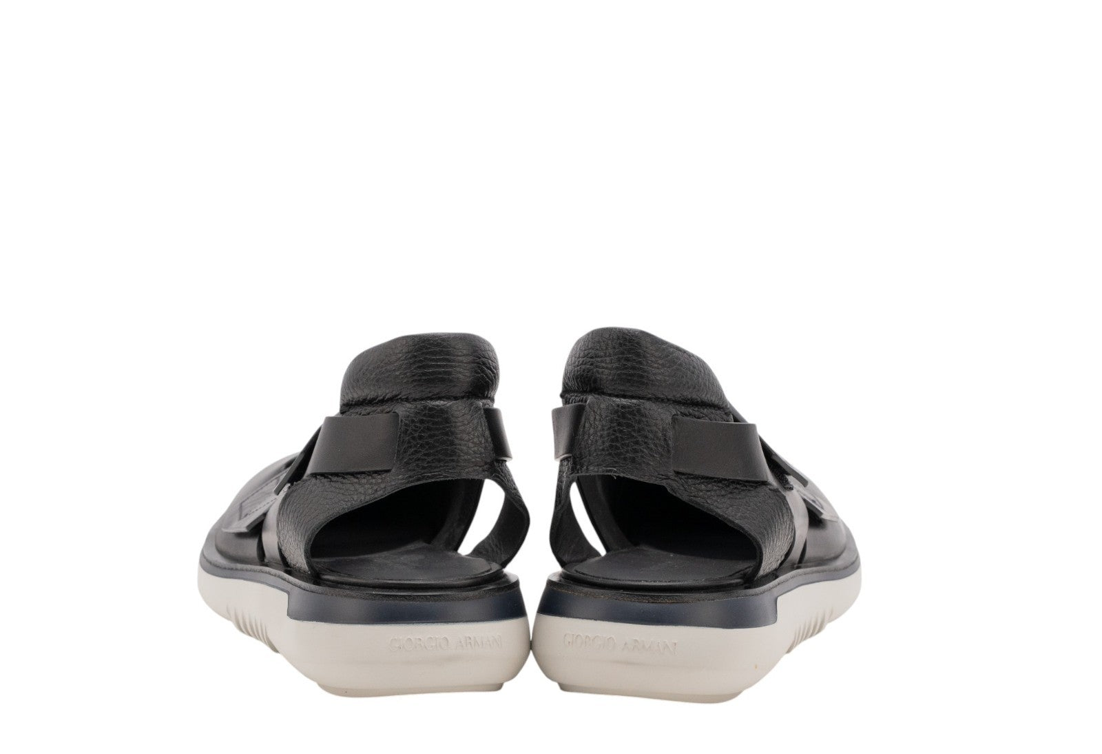 1250$ GIORGIO ARMANI Sandal Sneakers Shoes With Cut-Outs Black Leather