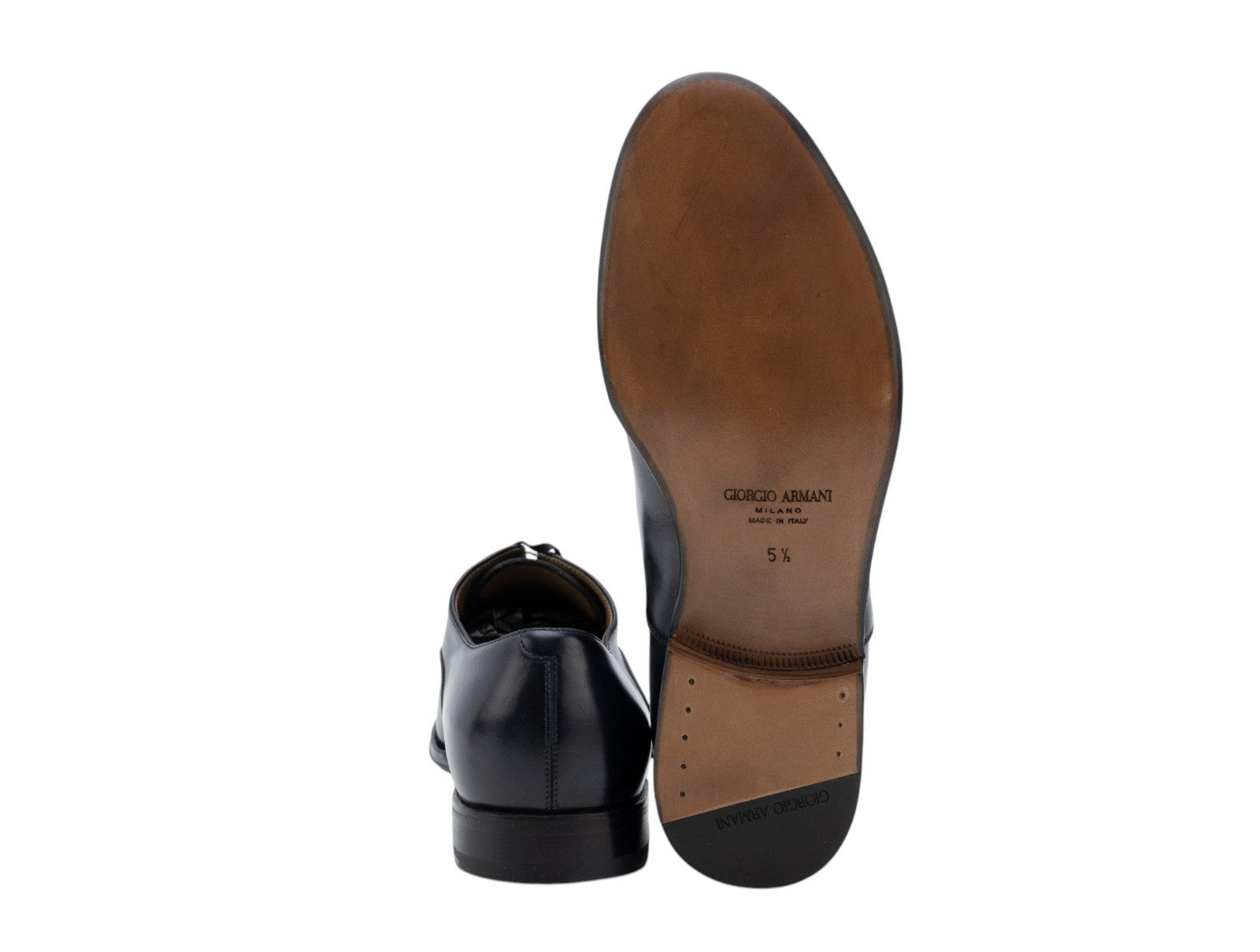 1220$ GIORGIO ARMANI Oxford Shoes Goodyear Blue Leather 5.5 UK  6.5 US  39.5 IT