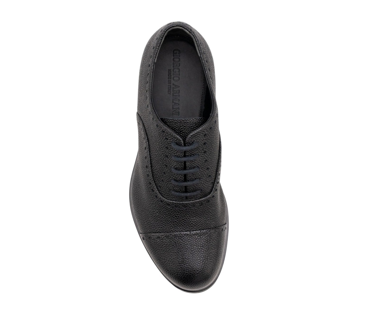 1120$ GIORGIO ARMANI Derby Shoes Brogue Black Grained Leather 5 UK  6 US  39 IT