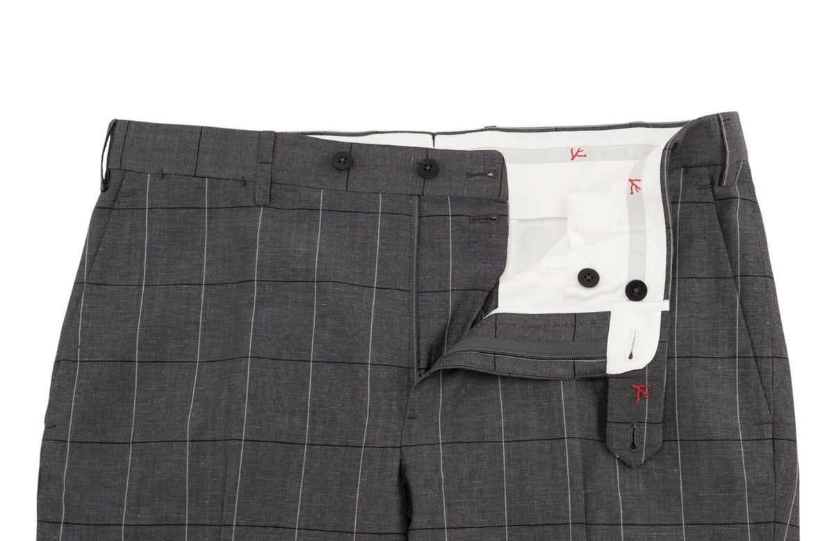 $6400 ISAIA NAPOLI "Domenico" Gray Hand-Sewn Suit Wool - Linen  42 US / 52 EU 7R