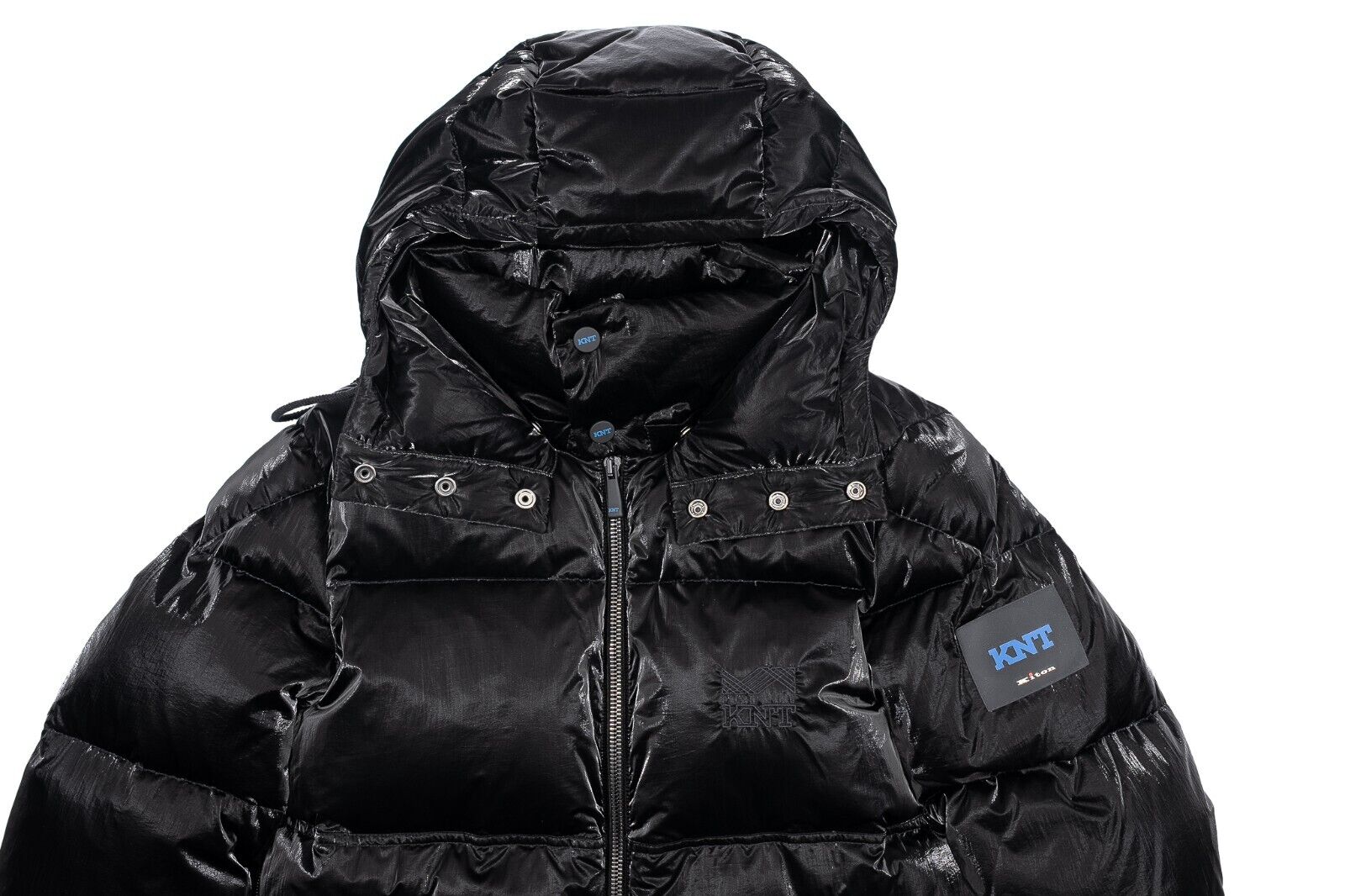 $3900 KITON KNT Black Goose Down Puffer Jacket Coat "Shiny Effect" 38 US / 48 EU