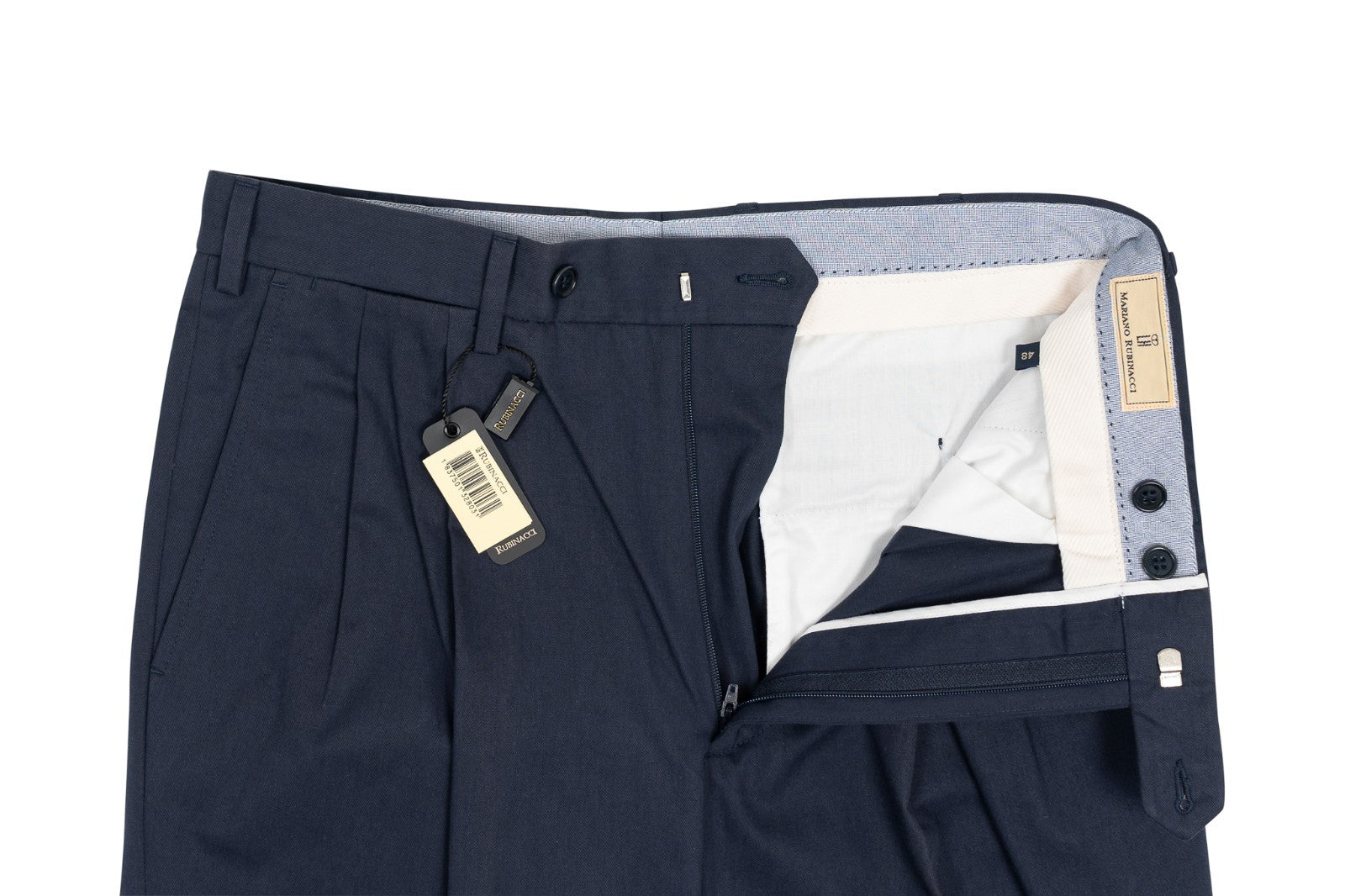 550$ RUBINACCI NAPOLI Blue Navy Cotton Trouser Pant 32 US / 48 EU Made in Napoli