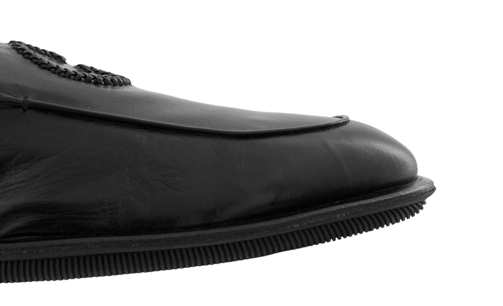 900$ GIORGIO ARMANI Shoes Loafers Slip-On Logo Black Leather 10 UK 11 US 44 IT