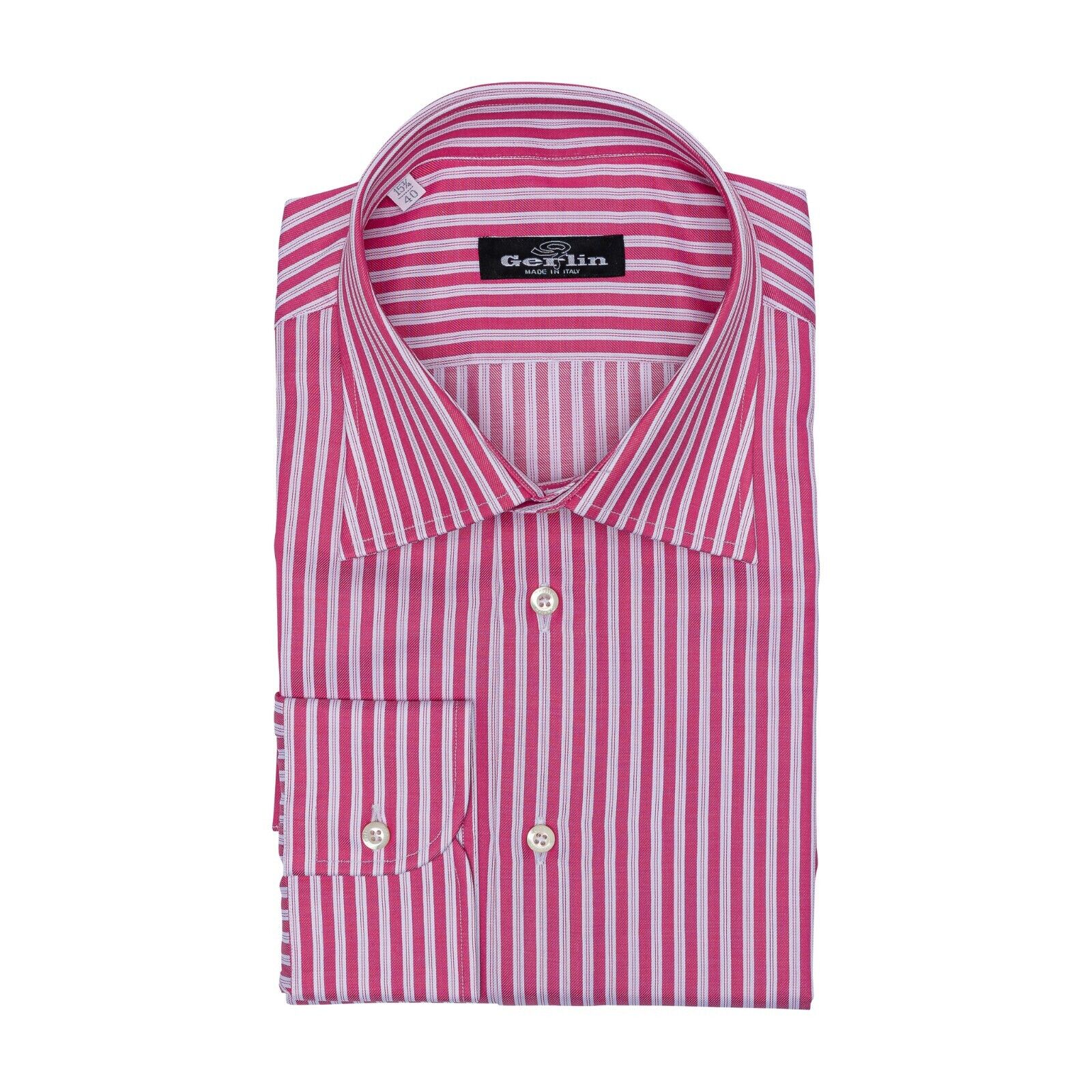 690$ LUXURY GERLIN Shirt Pink - White Striped Cotton 3AB ZILLI