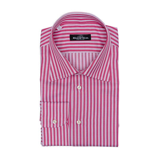 690$ LUXURY GERLIN Shirt Pink - White Striped Cotton 3AB ZILLI