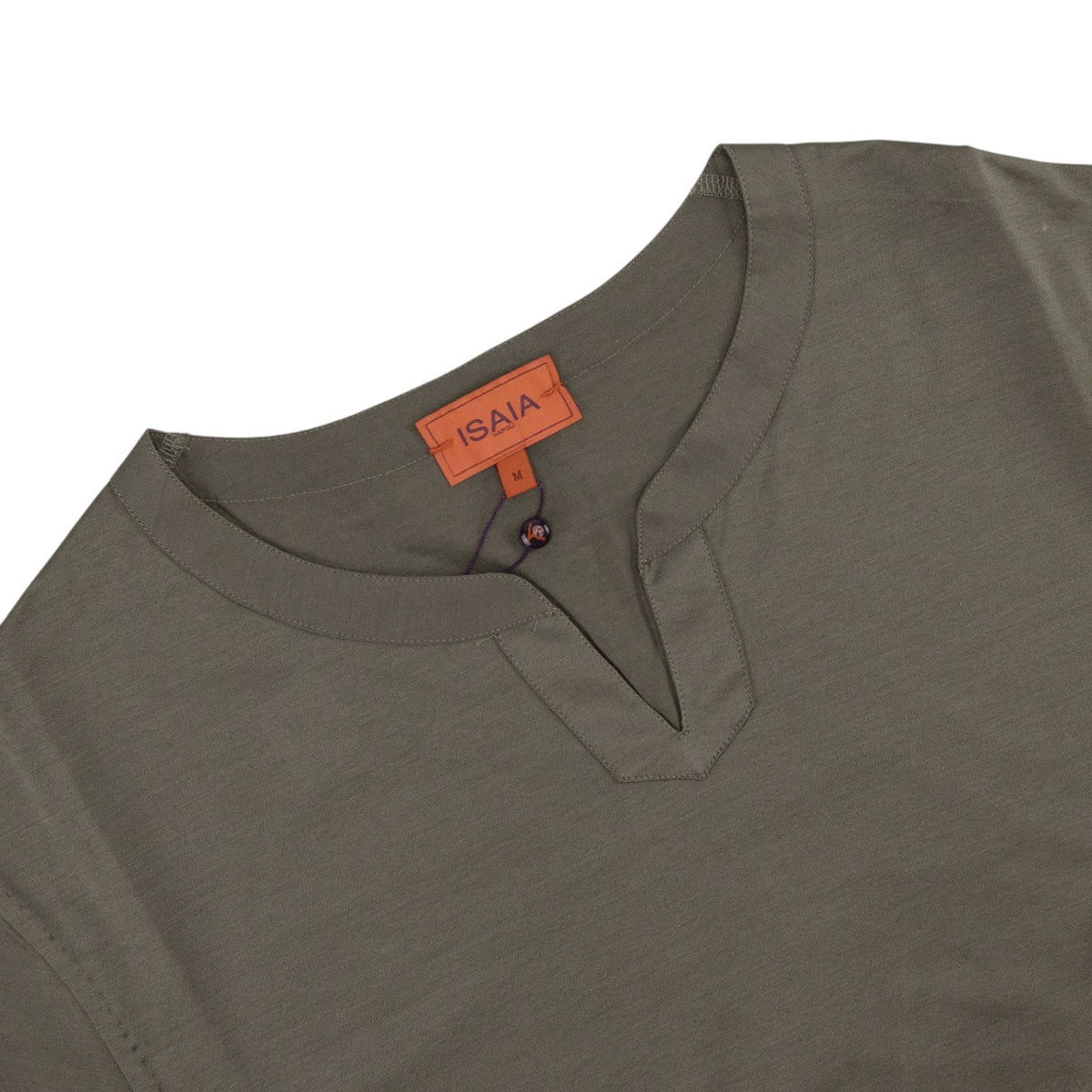 695$ ISAIA NAPOLI Taupe T-Shirt Short Sleeve Jersey Lisle Cotton Size M