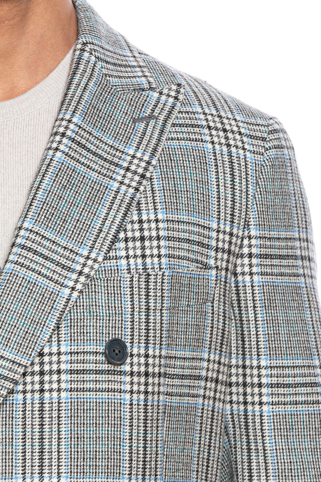 $2350 BELVEST Flannel Wool Prince of Wales Jacket Double Breasted 40 US 50 EU 7R