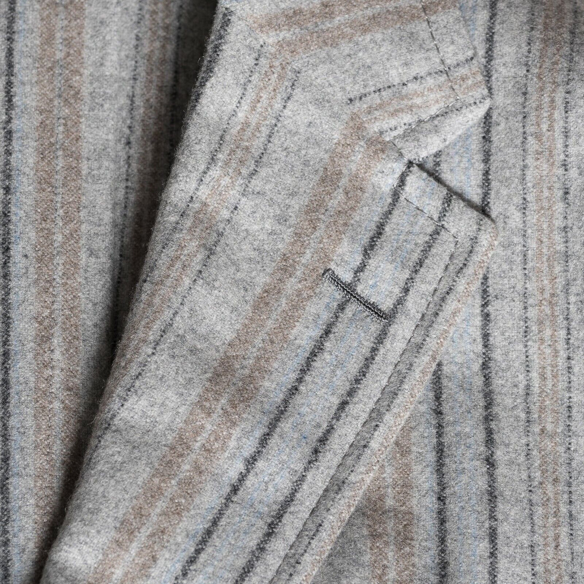 $1890 D'AVENZA Light Gray Cashmere Wool Striped Jacket Sewn in Italy 38 US 48 EU