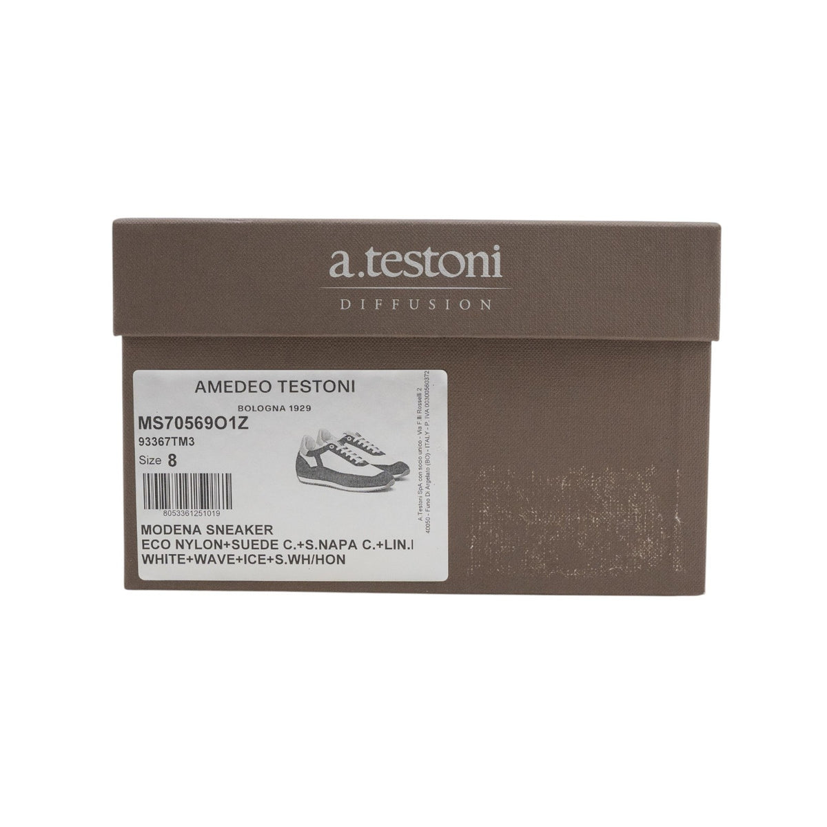 850$ TESTONI "Modena" Sneaker Eco-Nylon Suede White Ice 8 UK / 9 US / 42 IT
