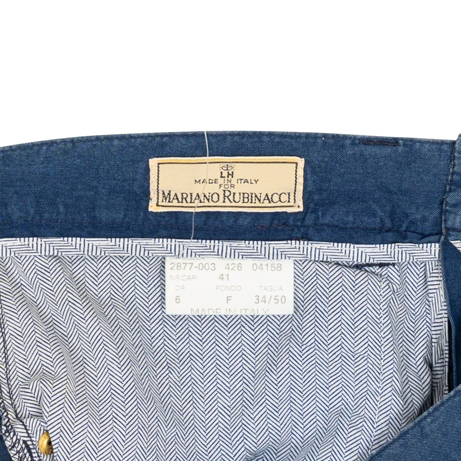 580$ RUBINACCI NAPOLI Denim Blue Jeans Pant Wide Leg Cotton 34 US / 50 EU