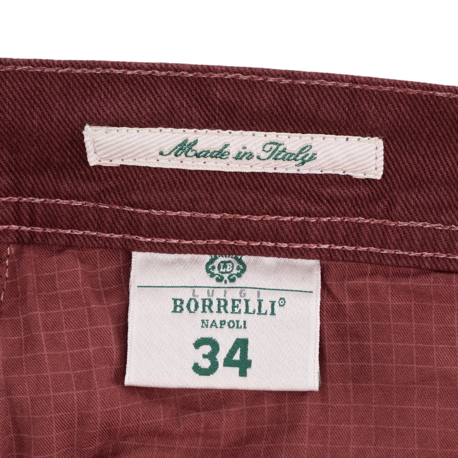 415$ LUIGI BORRELLI NAPOLI Burgundy Denim Jeans Pant Cotton 34 US / 50 EU