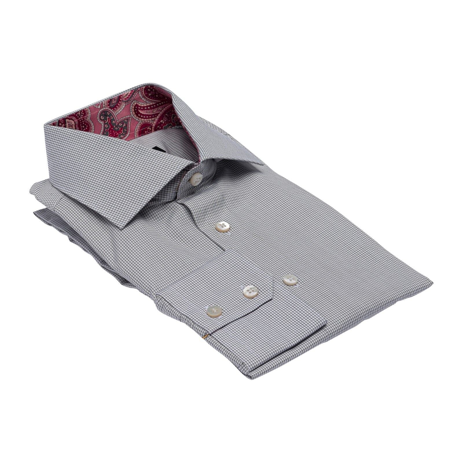 690$ LUXURY GERLIN Shirt Gray Cotton + Silk Details 16 - 41 2A BIJAN