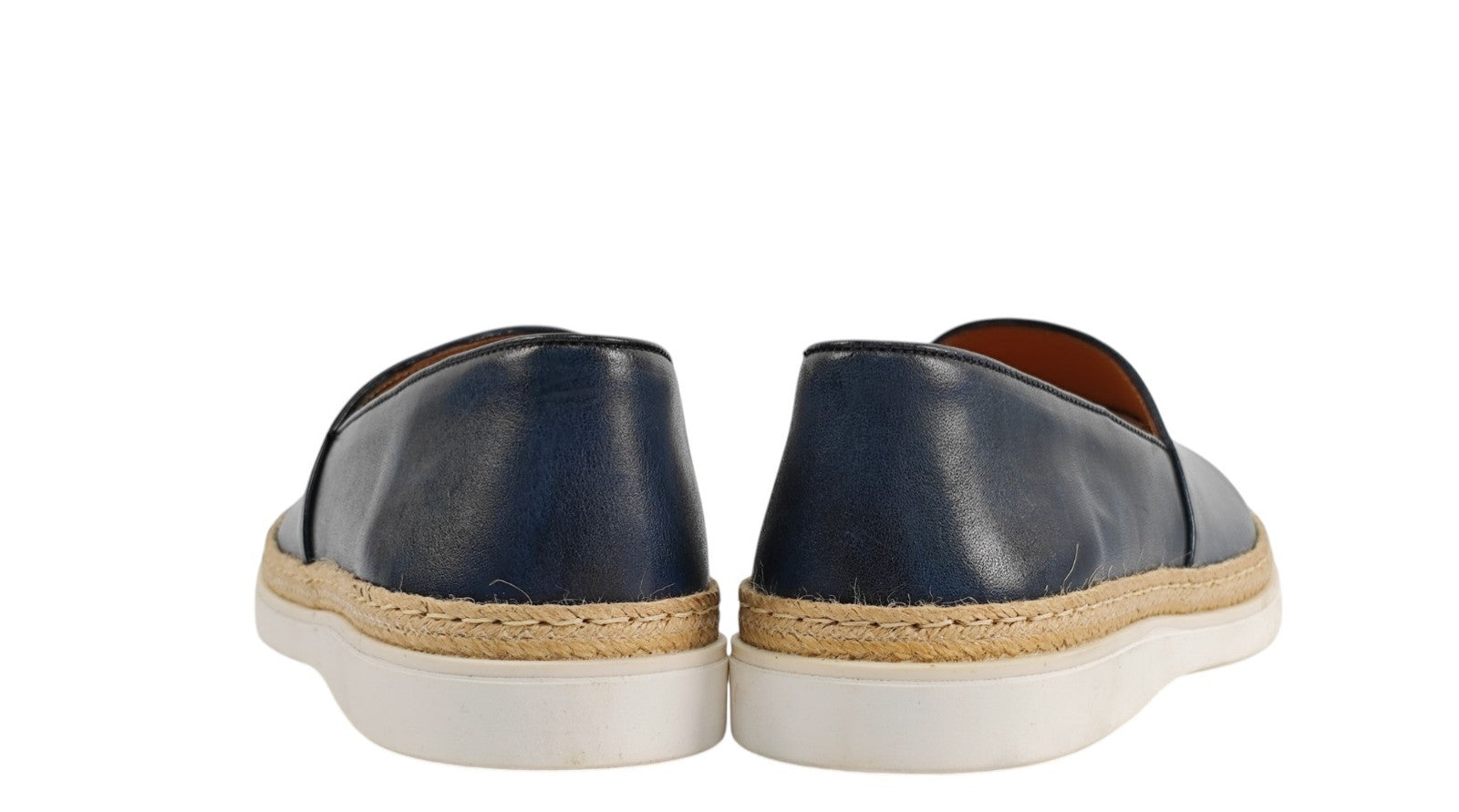 700$ TESTONI Espadrillas Shoes Antique Lux Calf Blue Indigo 8 UK / 9  US / 42 IT