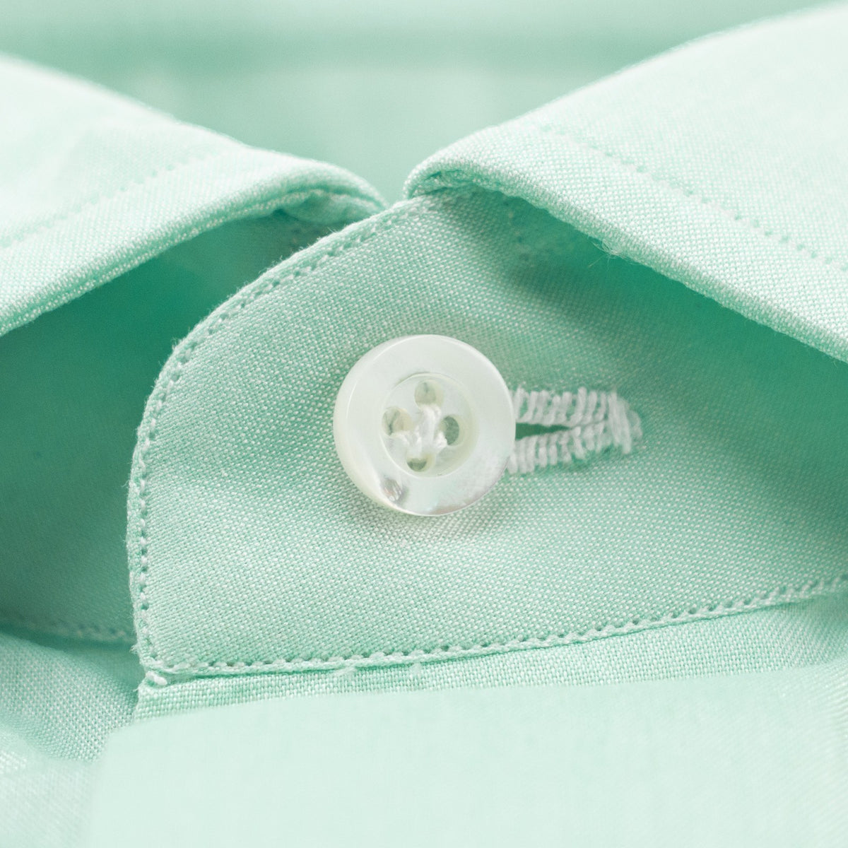 730$ ISAIA "Mix" Dress Shirt Aquamarine Solid Fine Cotton Hand - Sewn 17 - 43