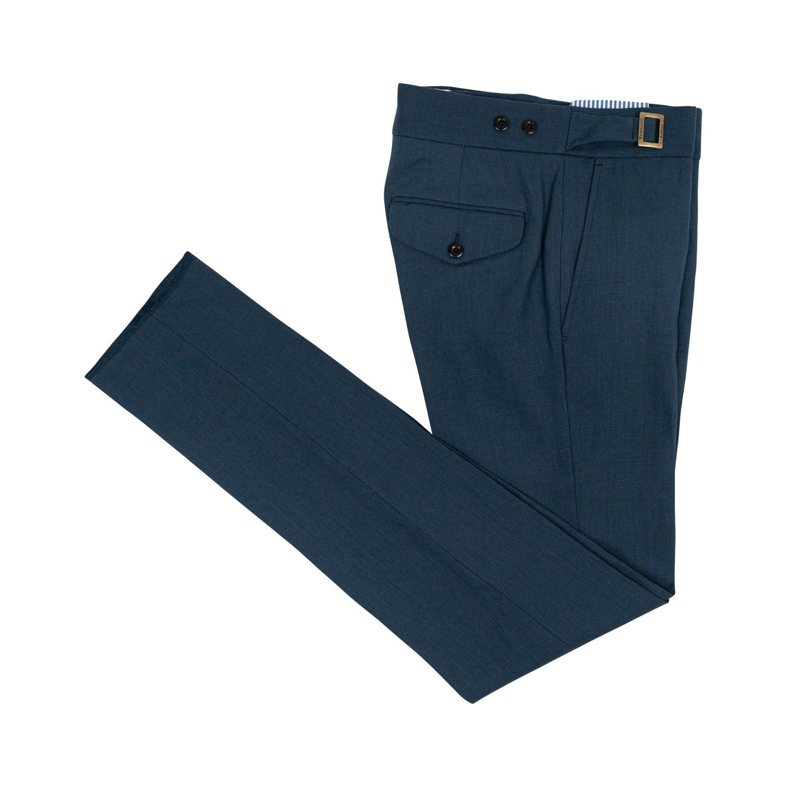 670$ RUBINACCI NAPOLI "Genny" Blue 100% Linen Trouser Pant 28 US / 44 EU
