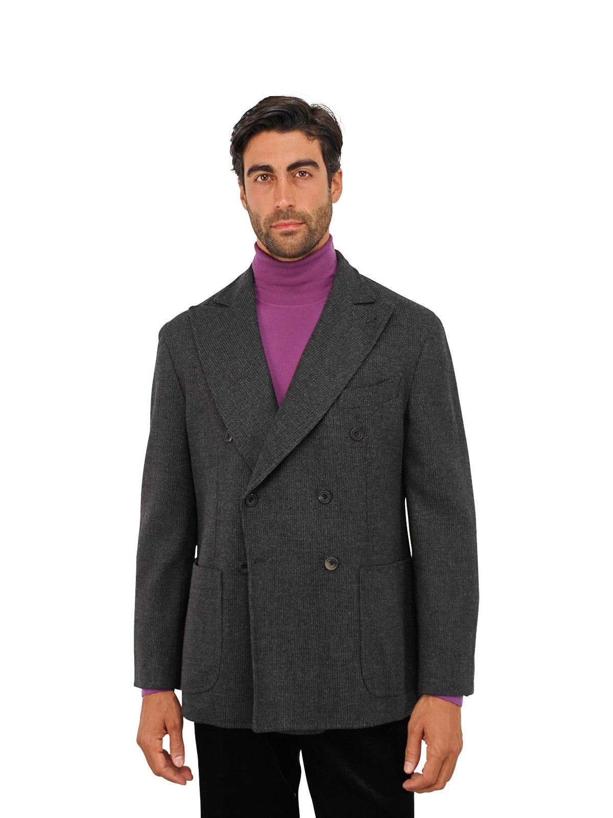 $2600 RUBINACCI NAPOLI Gray Double Breasted Jacket Soft Cashmere 42 US / 52 EU